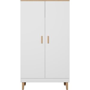 Kocot Denver vaatekaappi tangolla, 5 hyllyä, valkoinen/beige