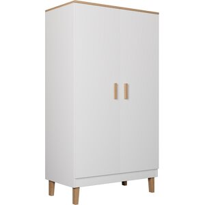 Kocot Denver vaatekaappi tangolla, 5 hyllyä, valkoinen/beige