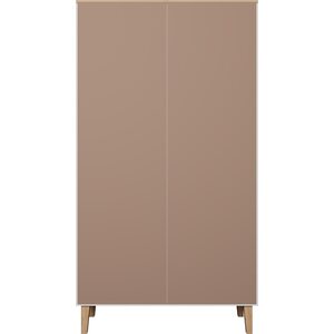 Kocot Denver vaatekaappi tangolla, 5 hyllyä, valkoinen/beige
