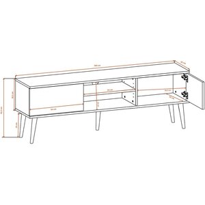 Kocot Toronto TV-taso 160cm, valkoinen/beige