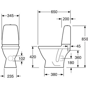 Gustavsberg WC-istuin Pacific 6510 piilo P-lukko