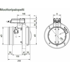 ETS Nord Palopelti FDMS 200mm .50 EI60 toimilaitteella 24V