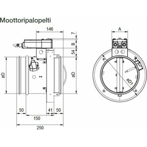 ETS Nord Palopelti FDMS 250mm .50 EI60 toimilaitteella 24V