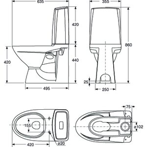 IDO WC-istuin IDO Glow 60 ilman kiinnitysreikiä 2-H