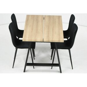 Eureka Kielo-ruokapöytä musta/tammi 140 cm ja mustat Gabi-tuolit