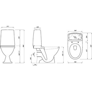 WC-istuin P-lukko piiloviemäri 3/6L huuhtelu