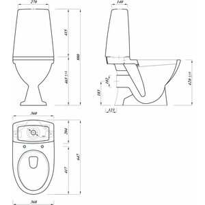 WC-istuin Rimless P-lukko piiloviemäri 3/6L huuhtelu