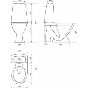 WC-istuin Rimless S-lukko avojalka 3/6L huuhtelu