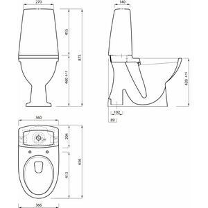 WC-istuin Rimless S-lukko piiloviemäri 3/6L huuhtelu liimattava