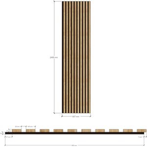 Evella puuviilupintainen akustiikkalevy, V40 tammi 2,4 x 0,6m / 21mm