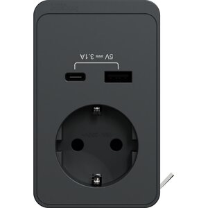 Schneider Electric Pöytäyksikkö Unica System+ S Schuko+USB/C tekstiilipinta antrasiitti