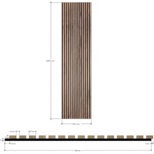 Evella Puuviilupintainen akustiikkalevy, V27 pähkinä 2,4 x 0,6m / 21mm