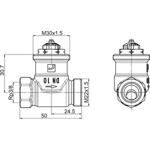 Oras Stabila Pro patteriventtiilirunko DN10 suora
