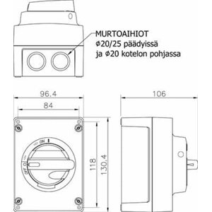 Katko IsoSafe turvakytkin väännin KUM 322 3X32A 400V 15kW aurinkovoimaloille