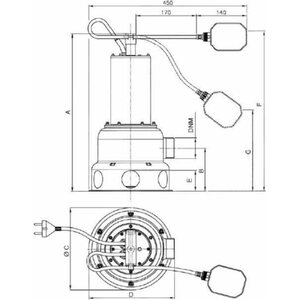 Nocchi Uppopumppu harmaalle vedelle Biox 300-10 auto 1V