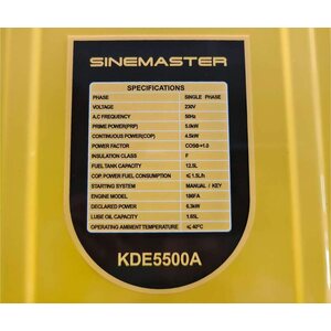 Sinemaster KDE5500A 230V diesel aggregaatti 5500W