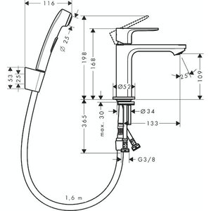 Hansgrohe Pesuallashana Rebris S 110 bidette musta