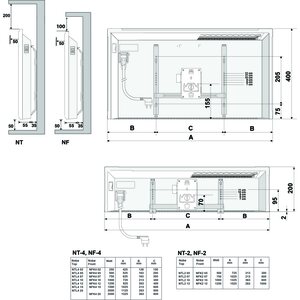Nobö Lämmitin Top NTL4N 10 Glen Dimplex 1000W IP24 40x73cm