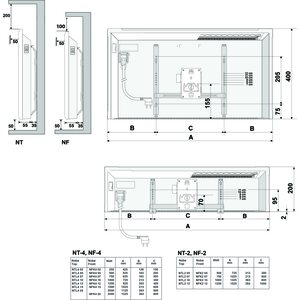 Nobö Lämmitin Top NTL4N 12 Glen Dimplex 1250W IP24 40x93cm
