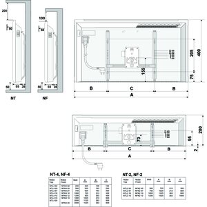Nobö Lämmitin Top NTL4N 20 Glen Dimplex 2000W IP24 40x113cm