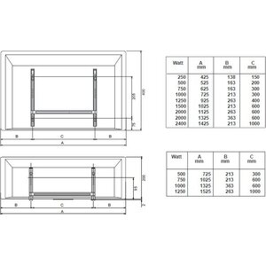 Nobö Sähkölämmitin Front Glen Dimplex 250W 40x43cm kytkentärasialla ja pistotulpalla