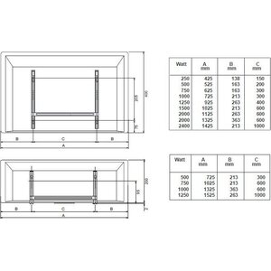 Nobö Sähkölämmitin Front Glen Dimplex 1500W 40x103cm kytkentärasialla ja pistotulpalla
