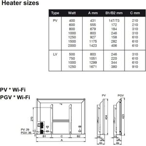 Beha Lämmitin PV15FI 1500W 40x117,5cm Bluetooth kiinteä/siirrettävä