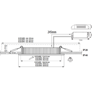 Ensto Alasvalo Velox-paneeli ALSD168NU IP44 14W 3000/4000K valkoinen