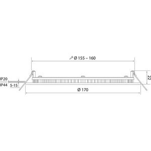 Airam Alasvalo Flat R Duo 175 IP44 12W 830/840 DIM valkoinen