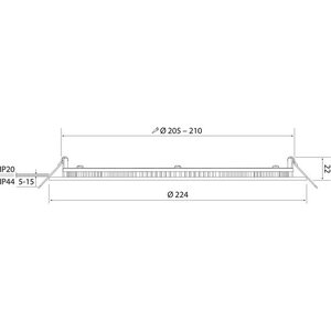 Airam Alasvalo Flat R Duo 225 IP44 18W 830/840 DIM valkoinen