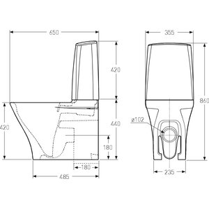 IDO WC-istuin Glow 64 Design-malli Rimfree 2-H
