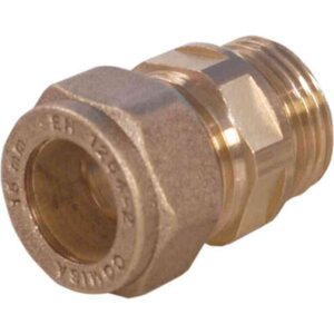 Puserrusliitin suora UK messinki 12mm x 3/8"