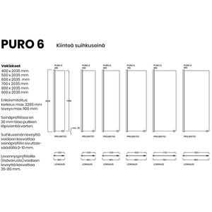 Vihtan Puro 6 kiinteä suihkuseinä