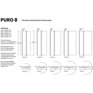 Vihtan Puro 8 kiinteä suihkuseinä taiteosalla