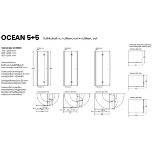 Vihtan Suihkukulma Ocean 5+5 kahdella taittuvalla ovella