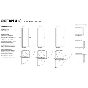 Vihtan Suihkukulma Ocean 3+3 kahdella ovella