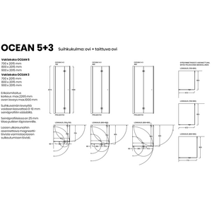 Vihtan Suihkukulma Ocean 5+3 taittuvalla ovella ja ovella