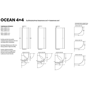 Vihtan Suihkukulma Ocean 4+4 kaarevilla ovilla