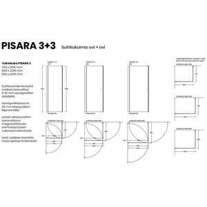 Vihtan Suihkukulma Pisara 3+3 kahdella ovella