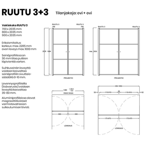 Vihtan Tilanjakaja Ruutu 3+3 kahdella ovella