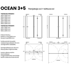 Vihtan Tilanjakaja Ocean 3+5 ovella ja taittuvalla ovella