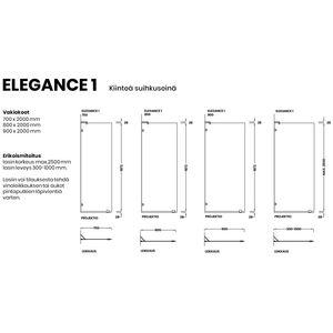 Vihtan Elegance 1 suihkuseinä kiinteällä lasilla