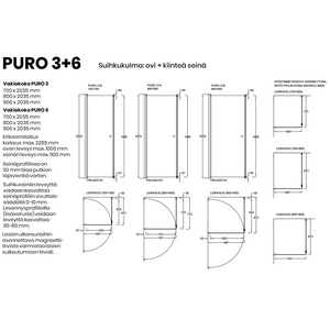 Vihtan Suihkukulma Puro 3+6 ovella ja kiinteällä senällä