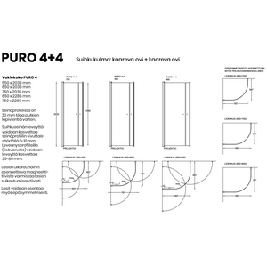 Vihtan Suihkukulma Puro 4+4 kahdella kaarevalla ovella