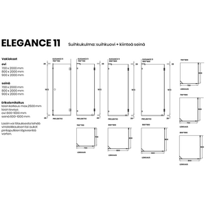 Vihtan Suihkukulma Elegance 11 ovella ja kiinteällä seinällä