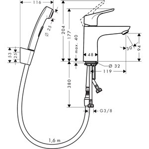 Hansgrohe pesuallashana 31927000 focus 100 bidette