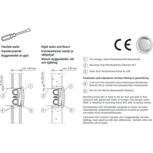 FläktWoods Palopeltiventtiili Cleanvent KSOF-160-C+KKT