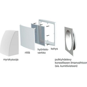 Vilpe Monitoimi-säleikkö 150x150mm valkoinen