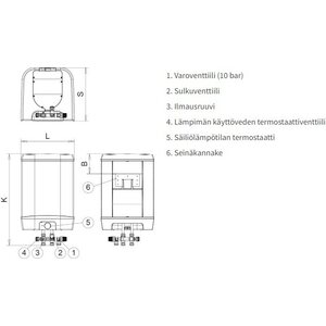 Jäspi Lämminvesivaraaja VLK-100 seinä 2 KW 1-V