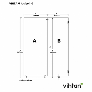 Vihtan Saunan lasiseinä 6 ovi + sivulasi rst-jaloilla clear väritön glass